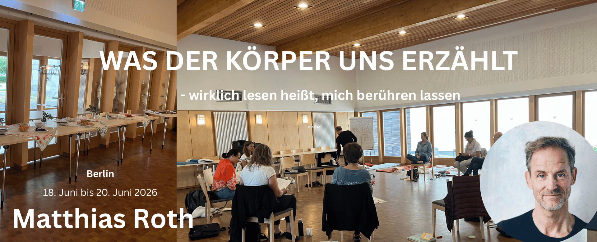 Event-Plakat für den Themenkurs Körperlesen mit Matthias Roth.